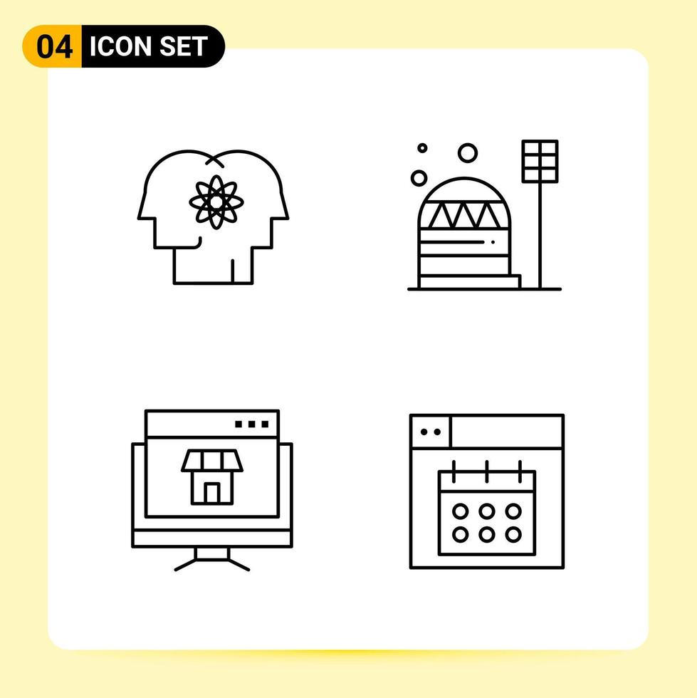 4 Creative Icons for Modern website design and responsive mobile apps 4 Outline Symbols Signs on White Background 4 Icon Pack vector