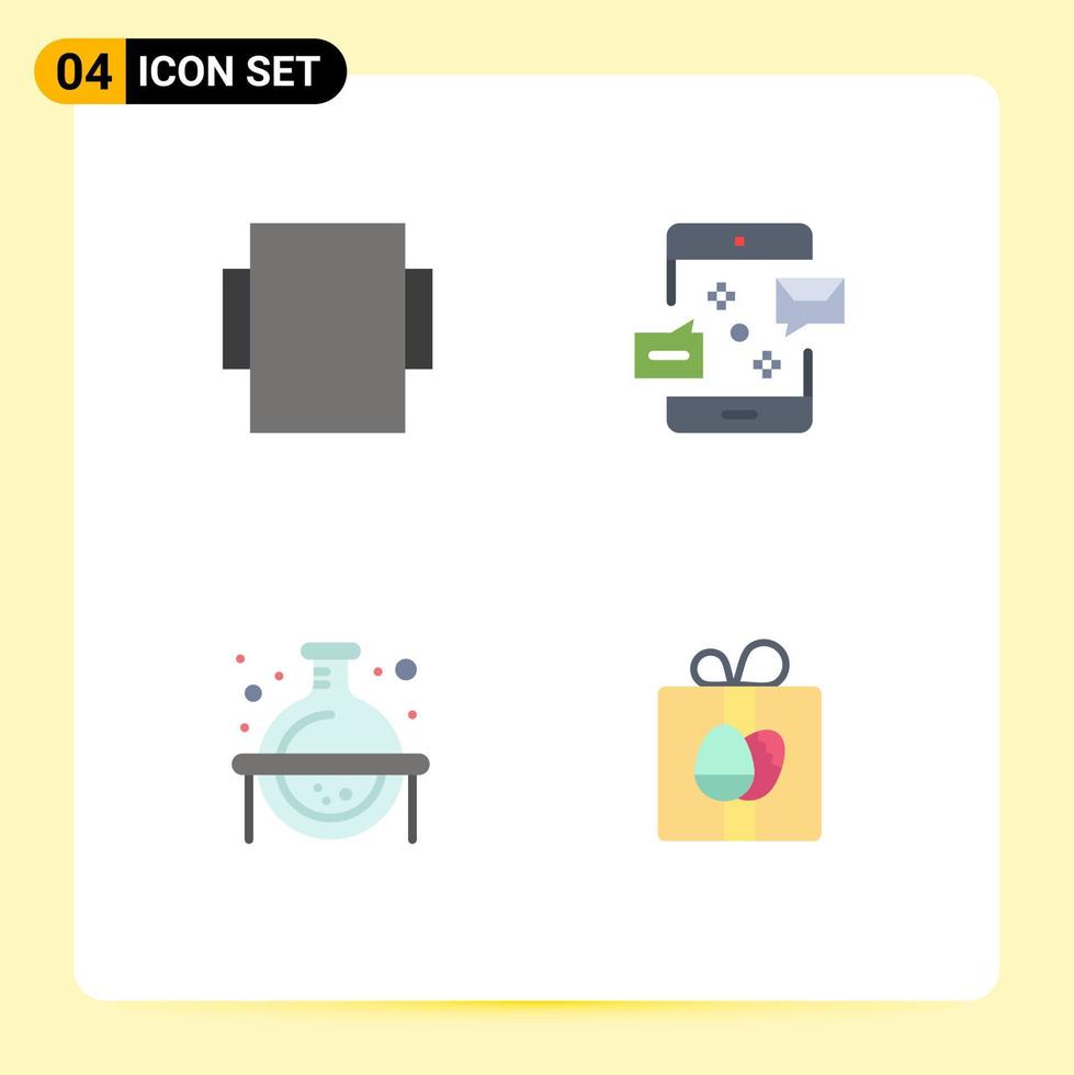 paquete de interfaz de usuario de 4 iconos planos básicos de diseño ciencia conexión mensaje regalo elementos de diseño vectorial editables vector