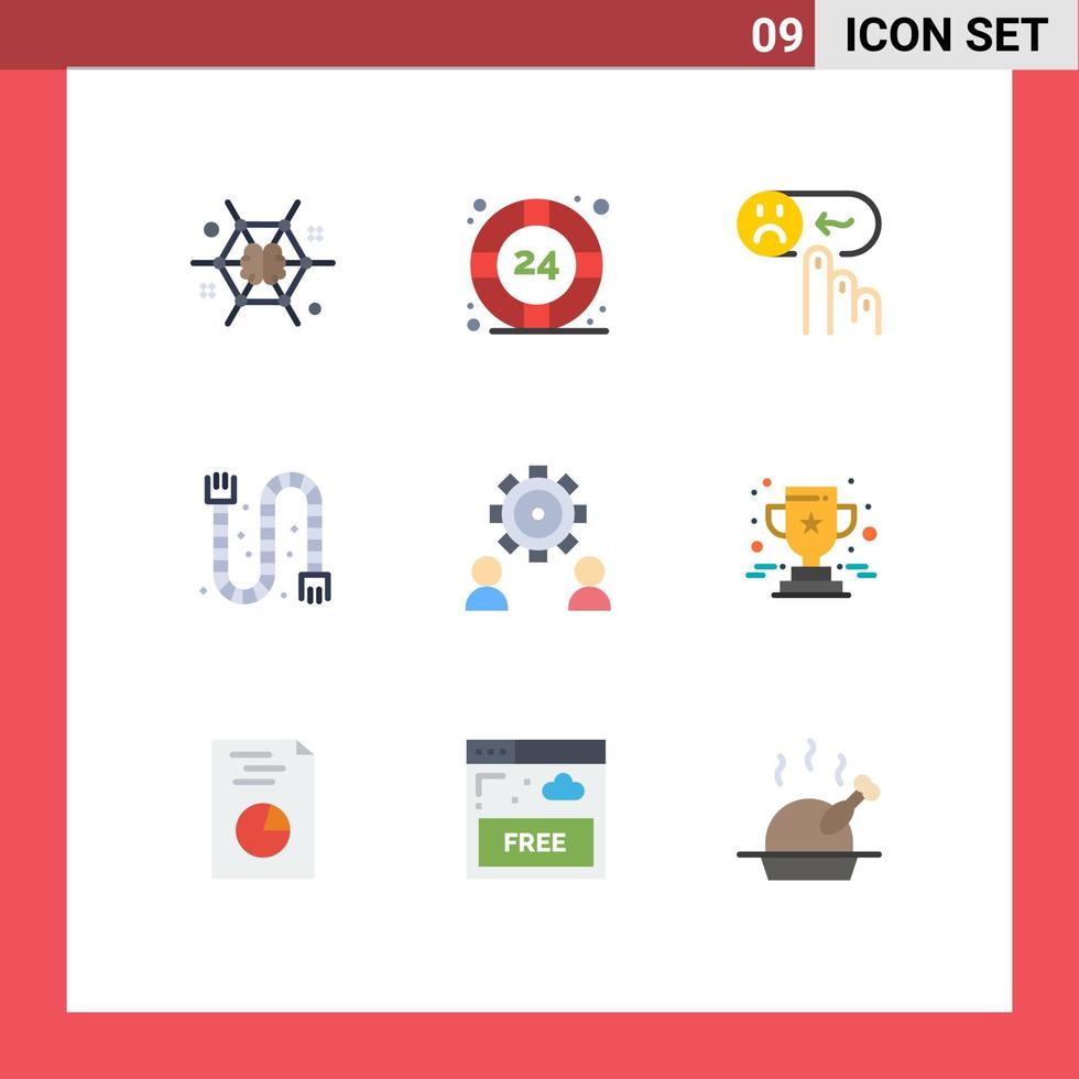 Editable Vector Line Pack of 9 Simple Flat Colors of pipe drain help desk construction sad Editable Vector Design Elements