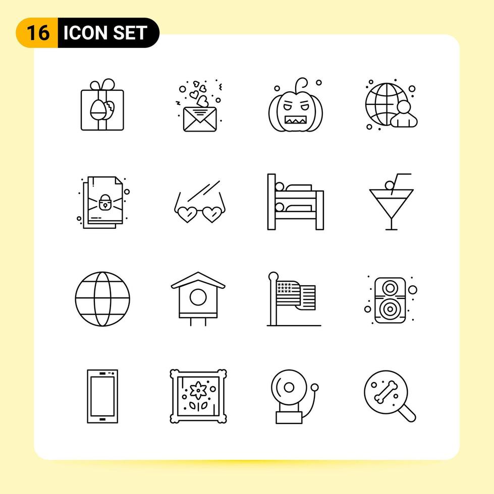 16 iconos creativos para el diseño moderno de sitios web y aplicaciones móviles receptivas 16 símbolos de contorno signos sobre fondo blanco paquete de 16 iconos vector