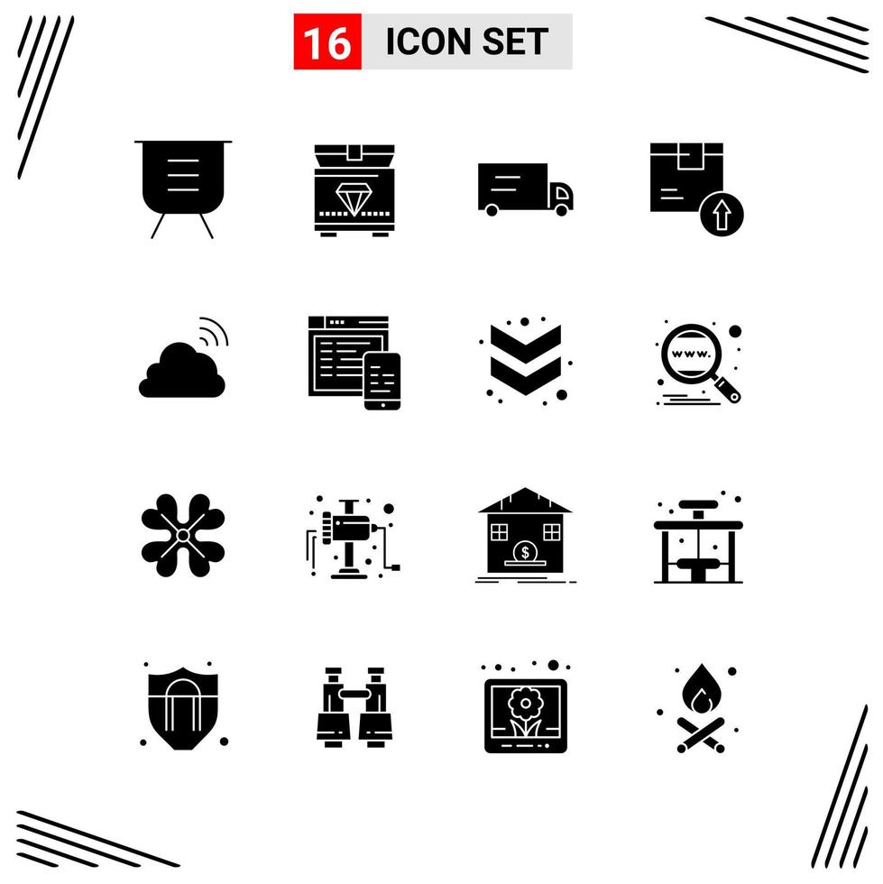 16 Icons Solid Style Grid Based Creative Glyph Symbols for Website Design Simple Solid Icon Signs Isolated on White Background 16 Icon Set vector