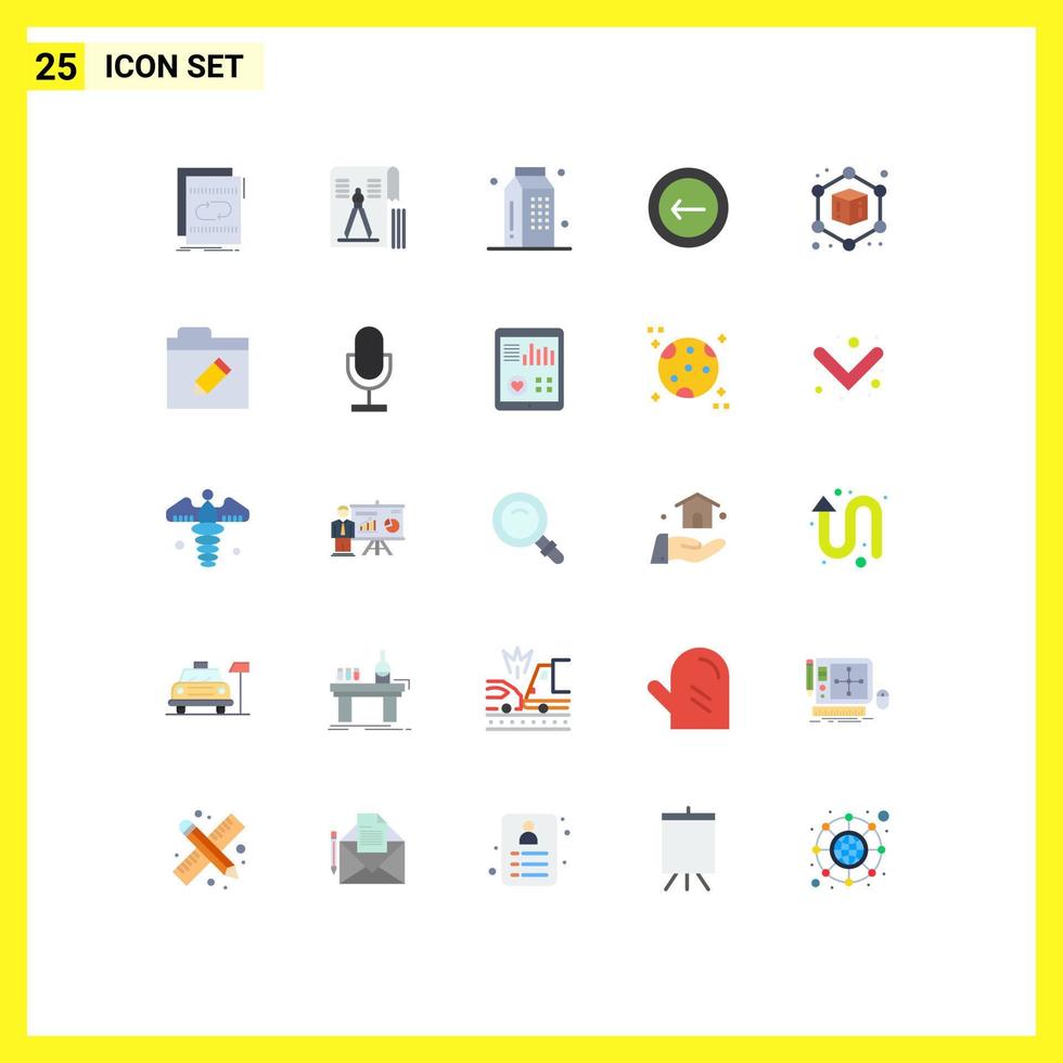 Mobile Interface Flat Color Set of 25 Pictograms of basic application geometry milk food Editable Vector Design Elements