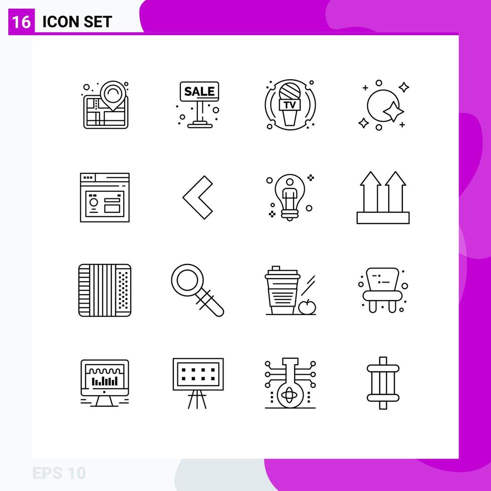 User Interface Pack of 16 Basic Outlines of spaceship satellite for sale galaxy news Editable Vector Design Elements