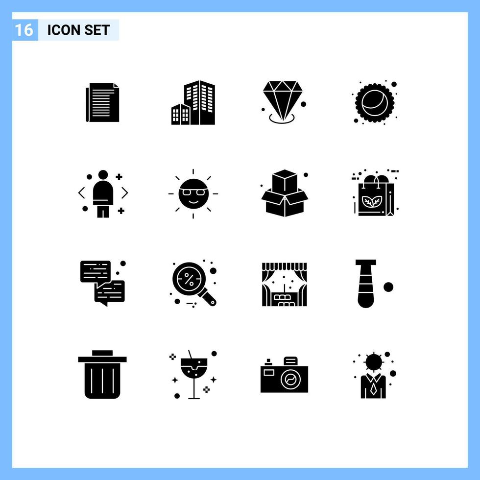 16 Universal Solid Glyphs Set for Web and Mobile Applications direction compare gemstone business moon Editable Vector Design Elements