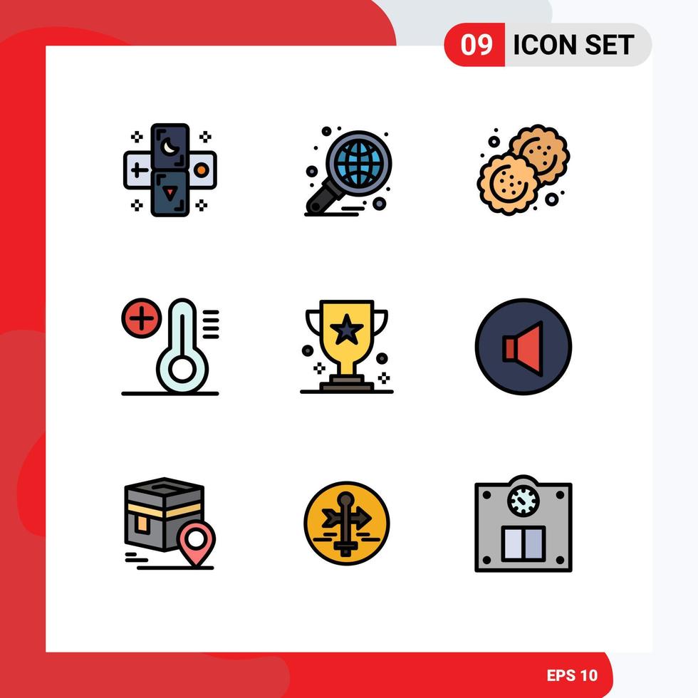 Universal Icon Symbols Group of 9 Modern Filledline Flat Colors of cup temperature report plus cutter Editable Vector Design Elements