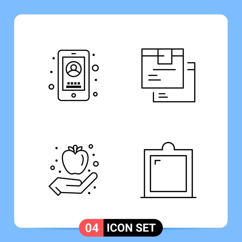 4 Line Black Icon Pack Outline Symbols for Mobile Apps isolated on white background 4 Icons Set vector