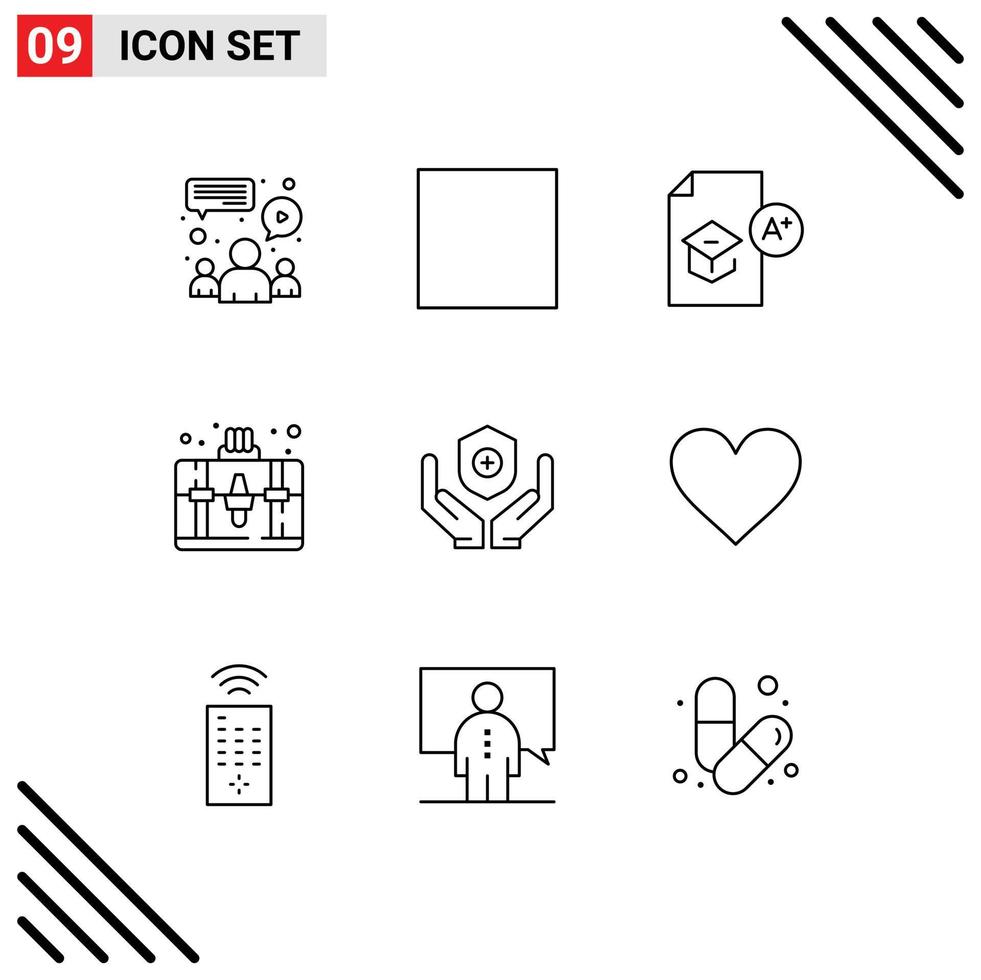 Set of 9 Modern UI Icons Symbols Signs for hobby bag stop handbag school Editable Vector Design Elements