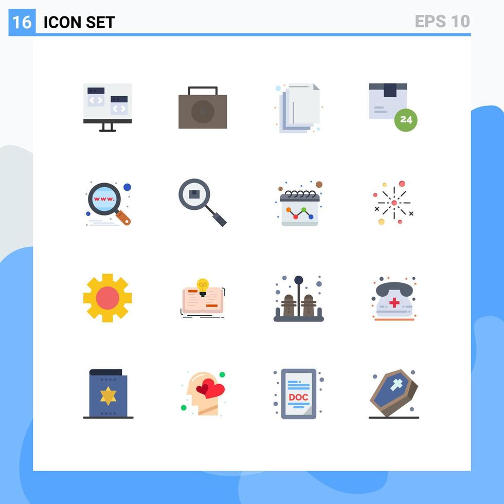 grupo de 16 signos y símbolos de colores planos para el producto de tiempo de capa de análisis global paquete editable de elementos creativos de diseño de vectores