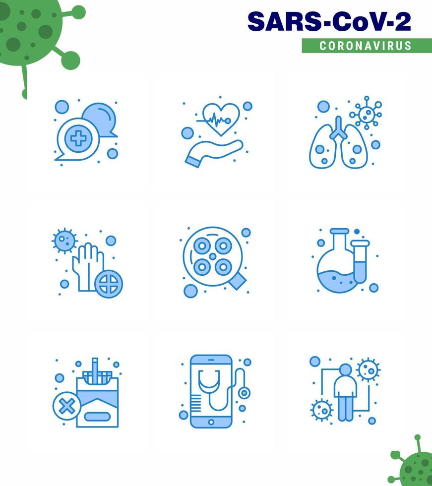 25 Coronavirus Emergency Iconset Blue Design such as bacteria disease life dirty virus viral coronavirus 2019nov disease Vector Design Elements