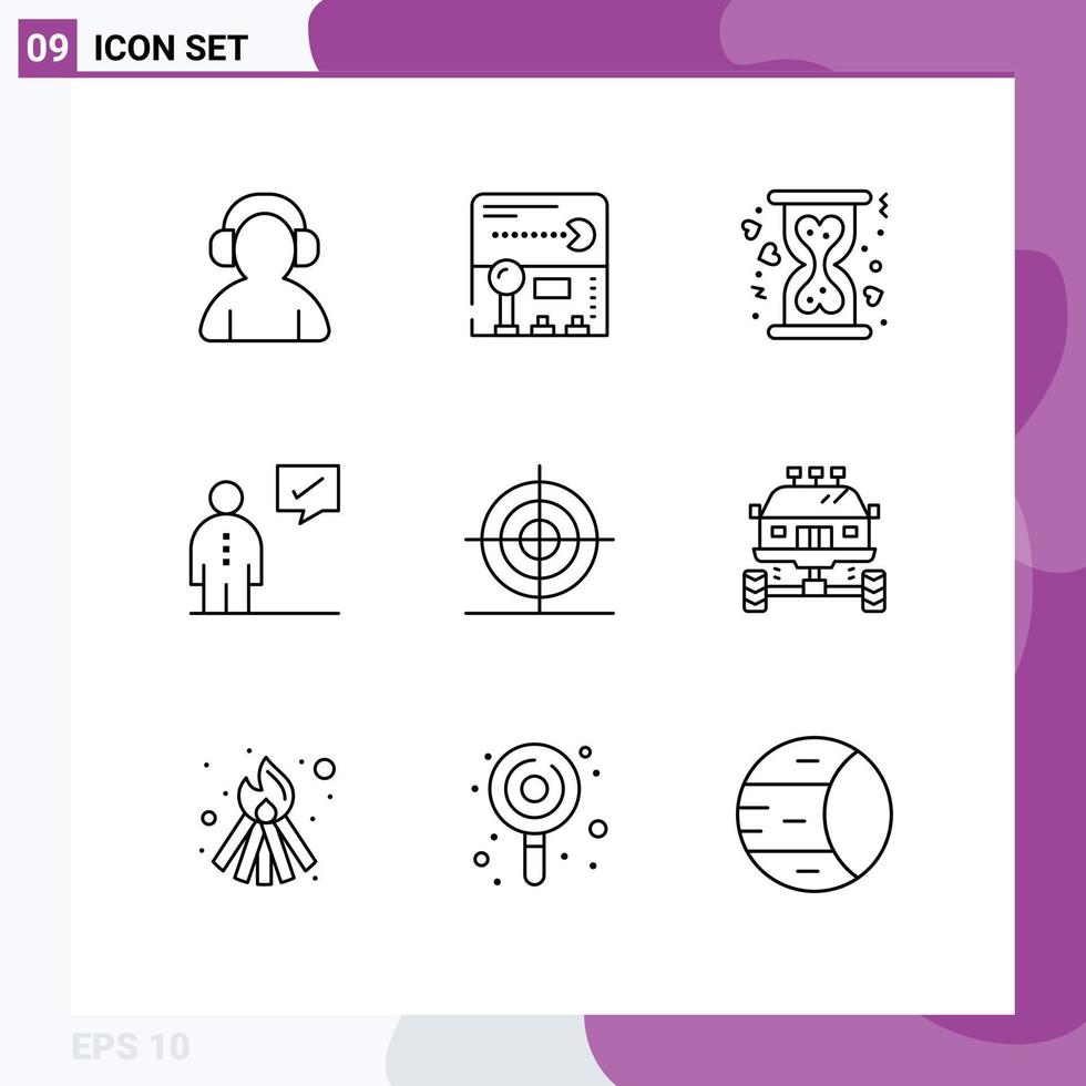 Group of 9 Modern Outlines Set for design human charity corporate business Editable Vector Design Elements