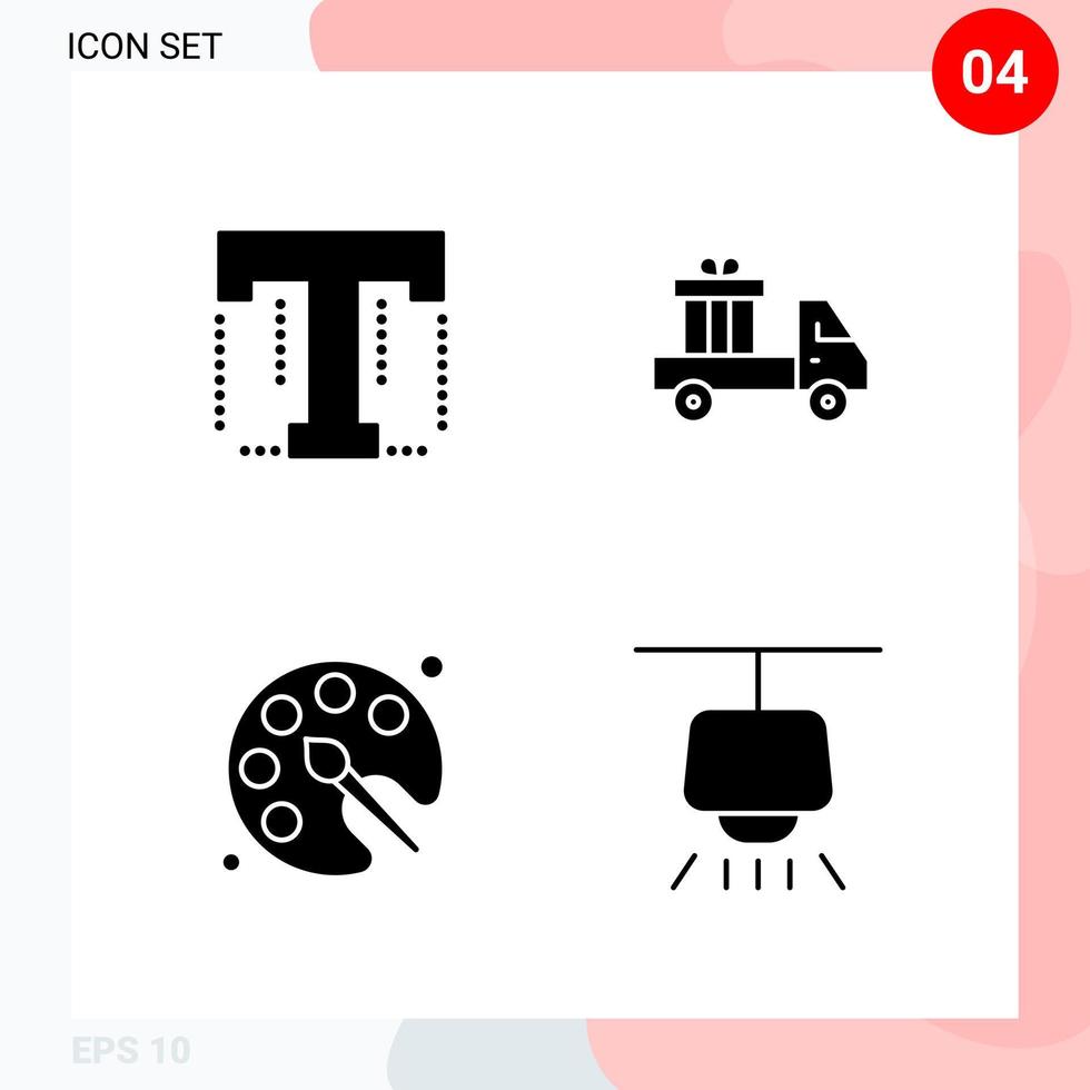 Vector Pack of 4 Icons in Solid Style Creative Glyph Pack isolated on White Background for Web and Mobile