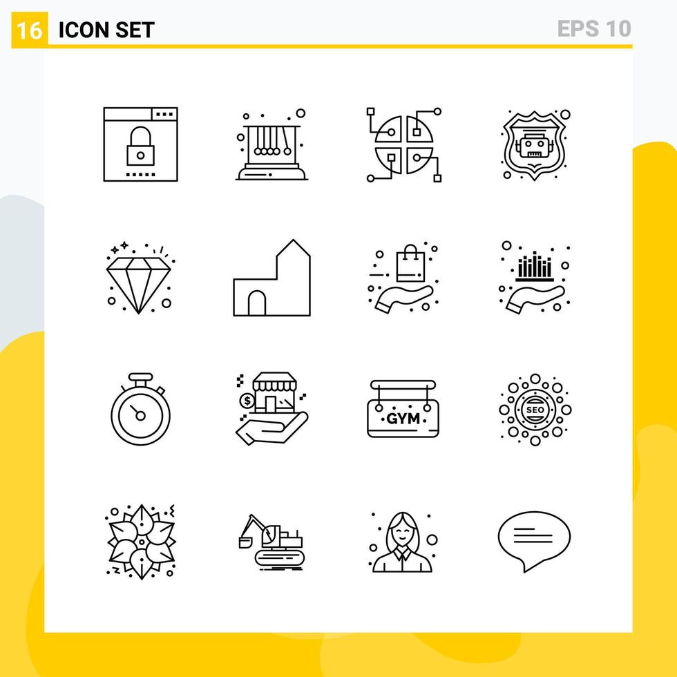 Collection of 16 Universal Line Icons Icon Set for Web and Mobile vector