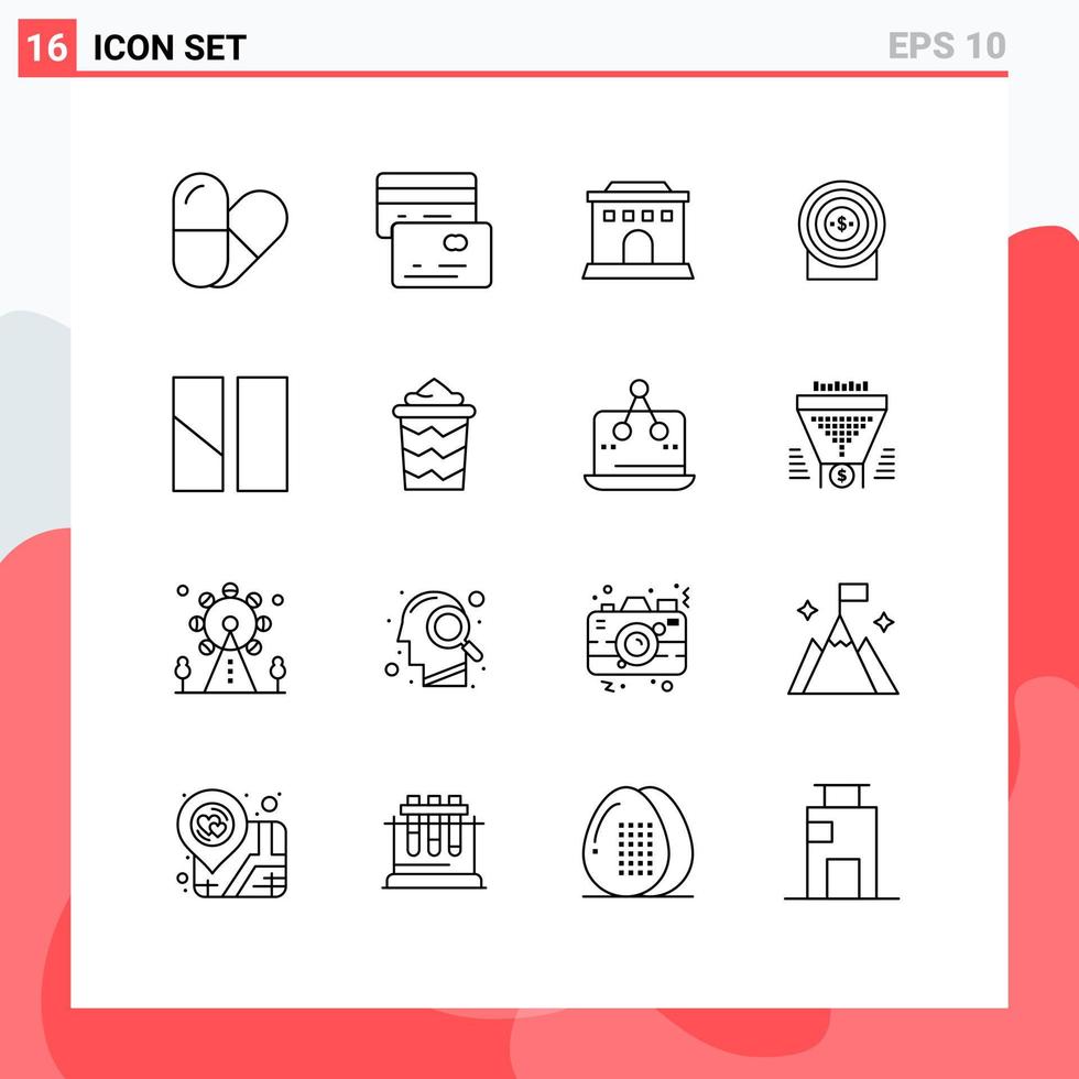 16 Thematic Vector Outlines and Editable Symbols of bucket layout target image editing Editable Vector Design Elements