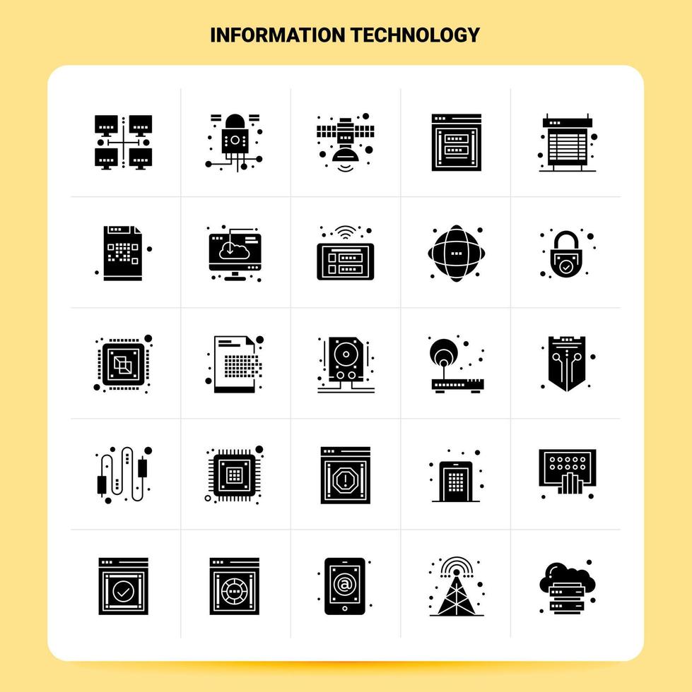 Solid 25 Information Technology Icon set Vector Glyph Style Design Black Icons Set Web and Mobile Business ideas design Vector Illustration