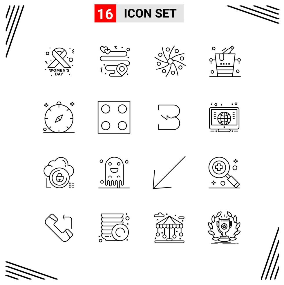 16 Icons Line Style Grid Based Creative Outline Symbols for Website Design Simple Line Icon Signs Isolated on White Background 16 Icon Set vector