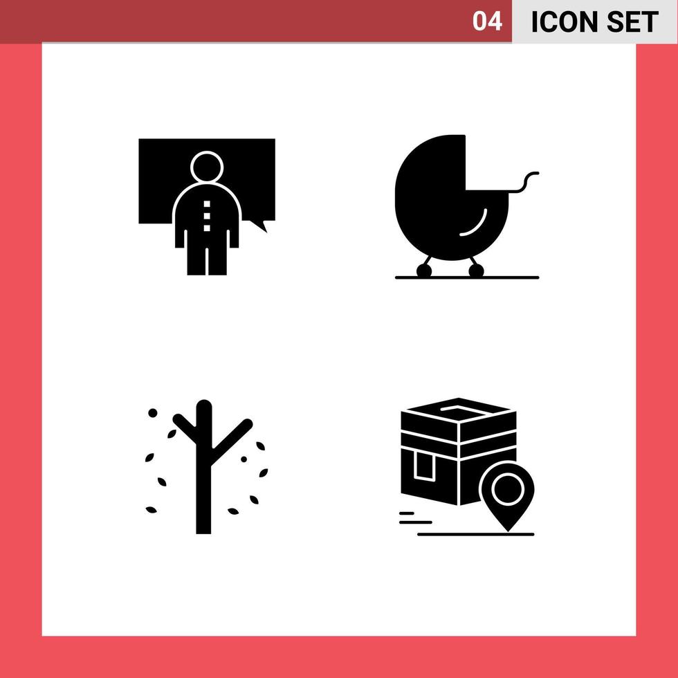 Modern Set of 4 Solid Glyphs and symbols such as communication autumn person buggy garden Editable Vector Design Elements