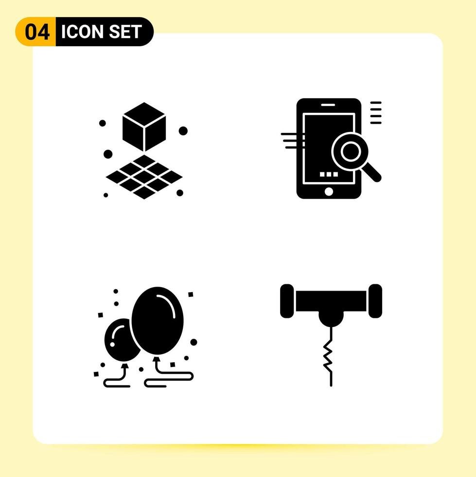 4 Creative Icons for Modern website design and responsive mobile apps 4 Glyph Symbols Signs on White Background 4 Icon Pack vector