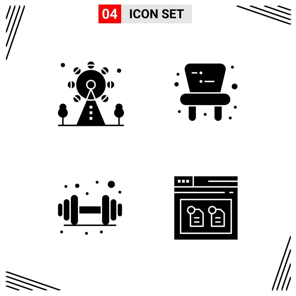 4 Icons Solid Style Grid Based Creative Glyph Symbols for Website Design Simple Solid Icon Signs Isolated on White Background 4 Icon Set vector