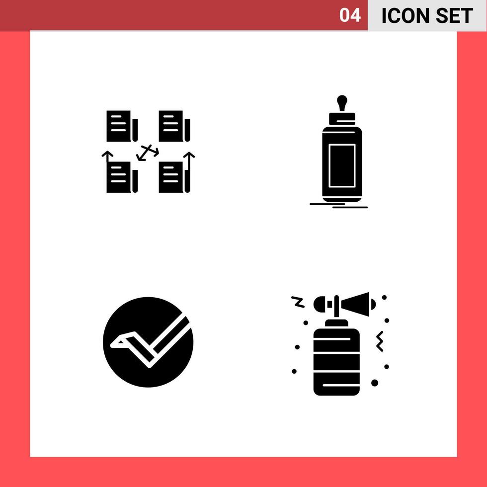 4 Icon Pack Solid Style Glyph Symbols on White Background Simple Signs for general designing vector