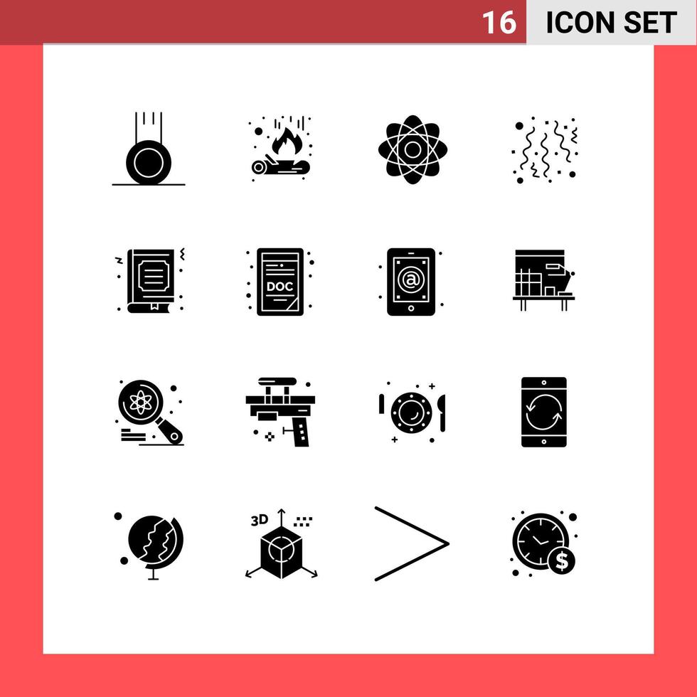 Set of 16 Modern UI Icons Symbols Signs for study book biochemistry party celebrate Editable Vector Design Elements