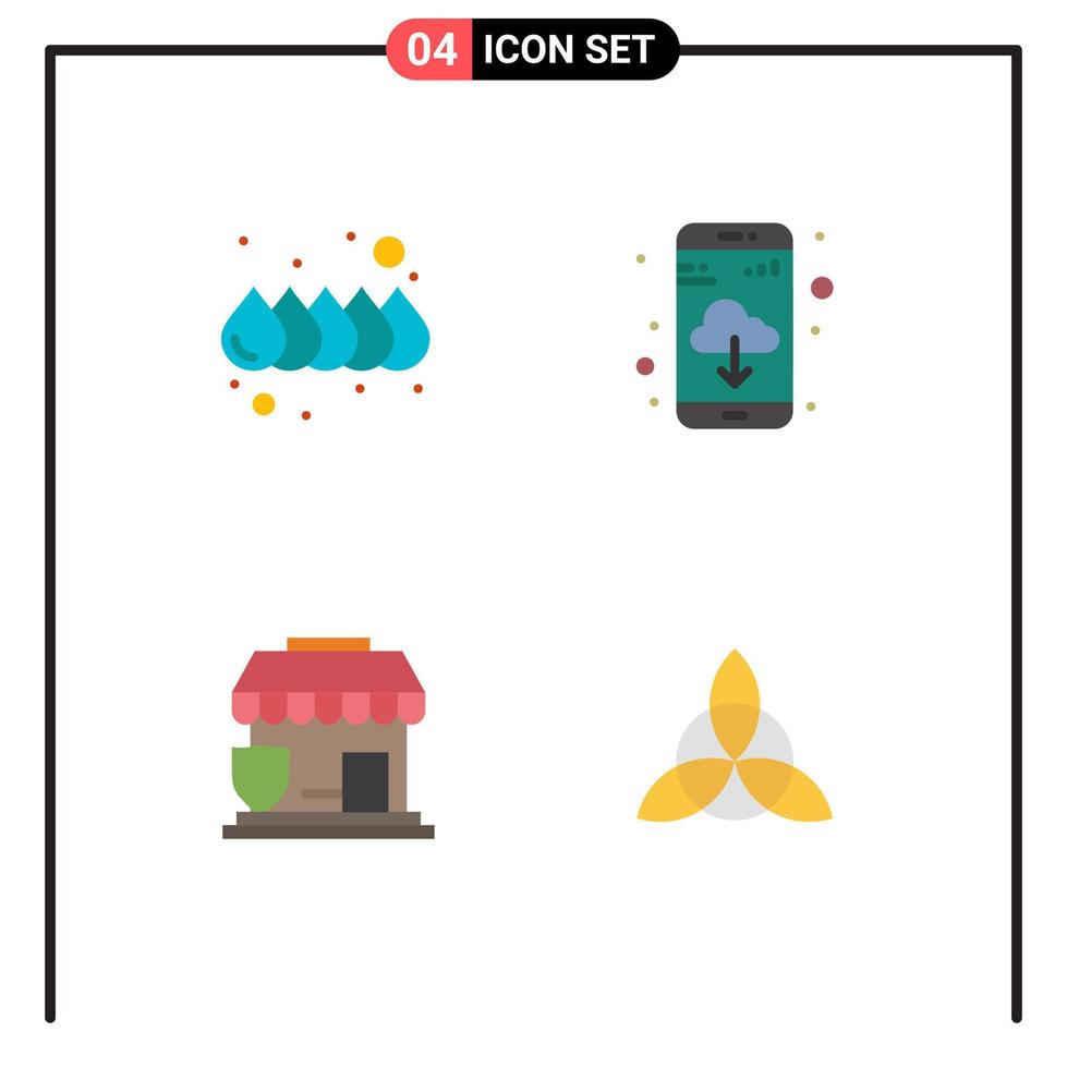 Modern Set of 4 Flat Icons Pictograph of color shop app insurance ireland Editable Vector Design Elements