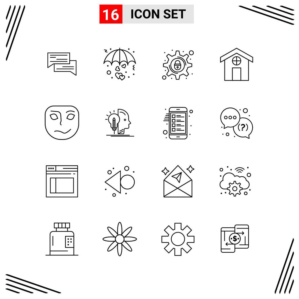 16 Icons Line Style Grid Based Creative Outline Symbols for Website Design Simple Line Icon Signs Isolated on White Background 16 Icon Set vector