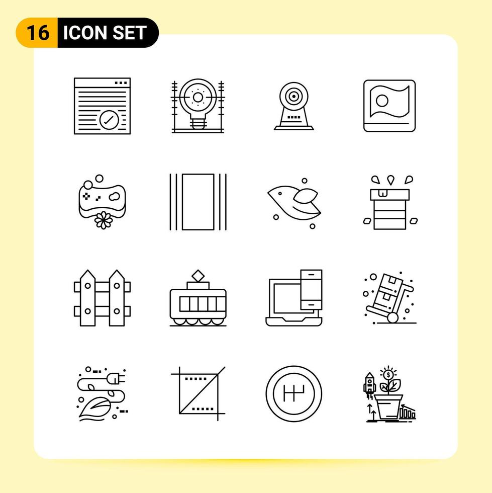 16 Creative Icons for Modern website design and responsive mobile apps 16 Outline Symbols Signs on White Background 16 Icon Pack vector