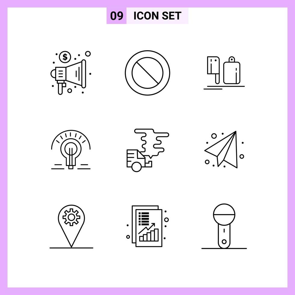 9 Icons in Line Style Outline Symbols on White Background Creative Vector Signs for Web mobile and Print