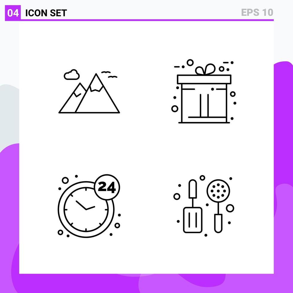 conjunto de 4 iconos en estilo de línea símbolos de contorno creativo para el diseño de sitios web y aplicaciones móviles signo de icono de línea simple aislado en fondo blanco 4 iconos vector