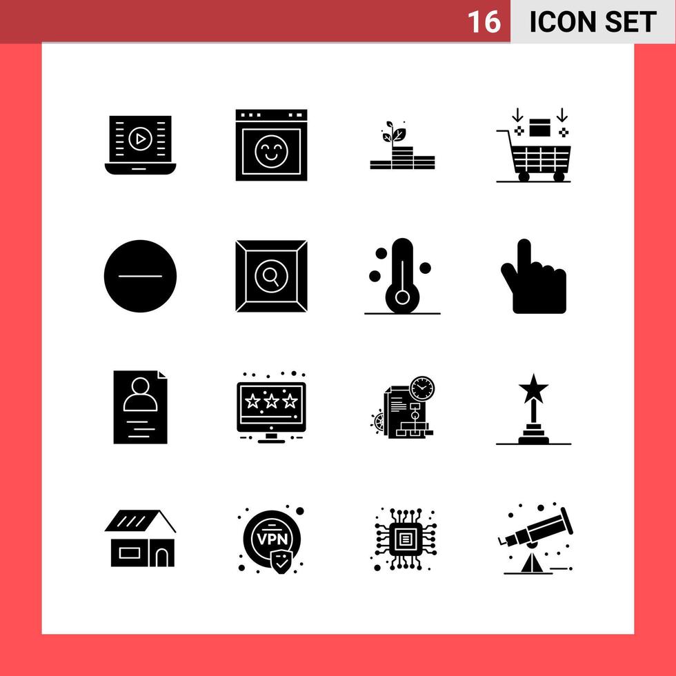 16 Icon Pack Solid Style Glyph Symbols on White Background Simple Signs for general designing vector