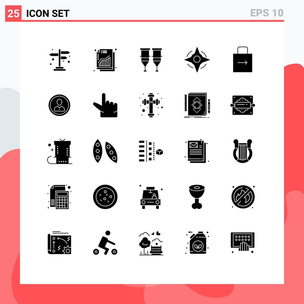 Mobile Interface Solid Glyph Set of 25 Pictograms of key way blood navigation transfusion Editable Vector Design Elements
