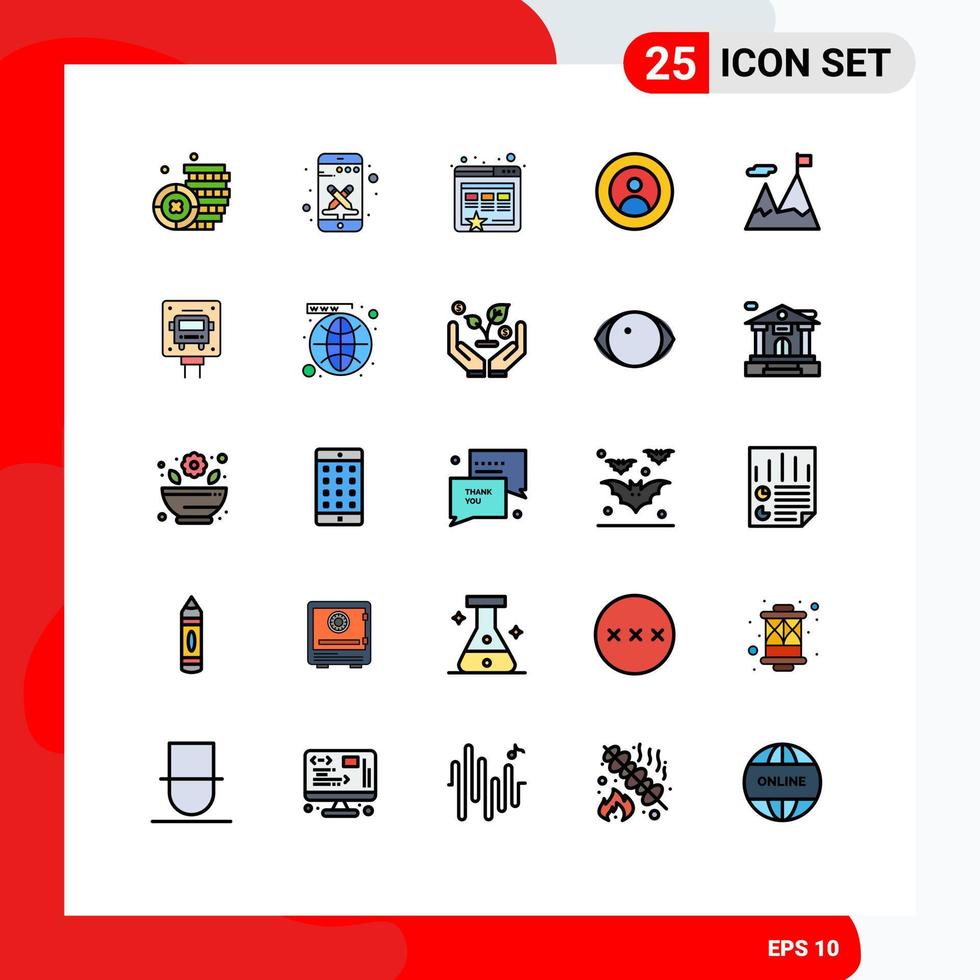 25 iconos creativos signos y símbolos modernos de la misión cumplida sitio web personas del mundo elementos de diseño vectorial editables vector