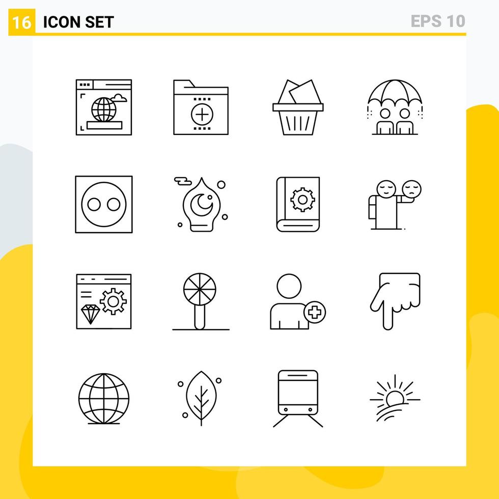 Collection of 16 Universal Line Icons Icon Set for Web and Mobile vector