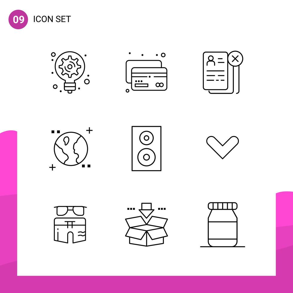 paquete de conjunto de iconos de contorno de 9 iconos de línea aislados en fondo blanco para aplicaciones móviles y de impresión de diseño de sitios web receptivos vector