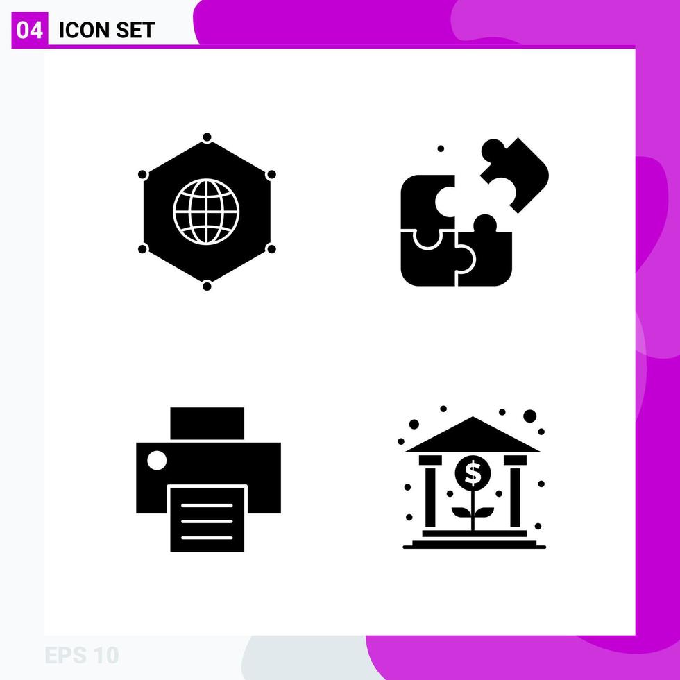 paquete de conjunto de iconos sólidos de 4 iconos de glifo aislados en fondo blanco para impresión web y móvil vector