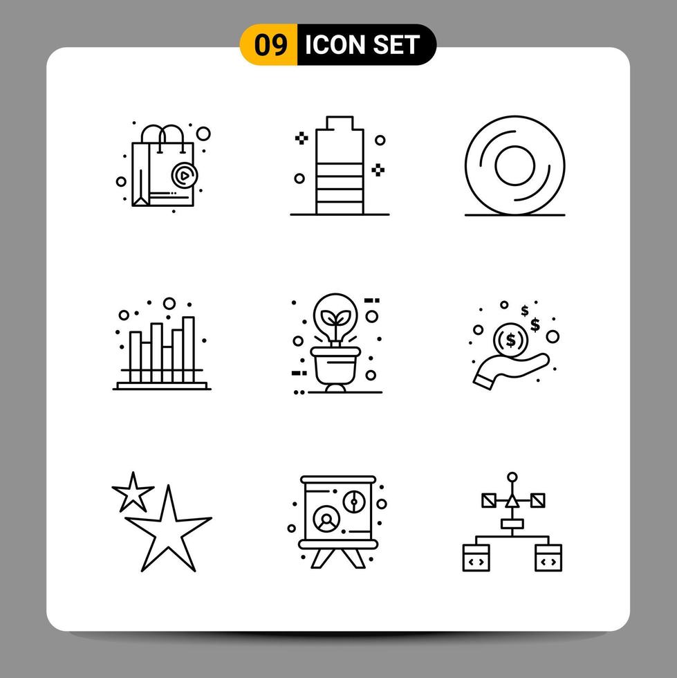 9 Black Icon Pack Outline Symbols Signs for Responsive designs on white background 9 Icons Set vector