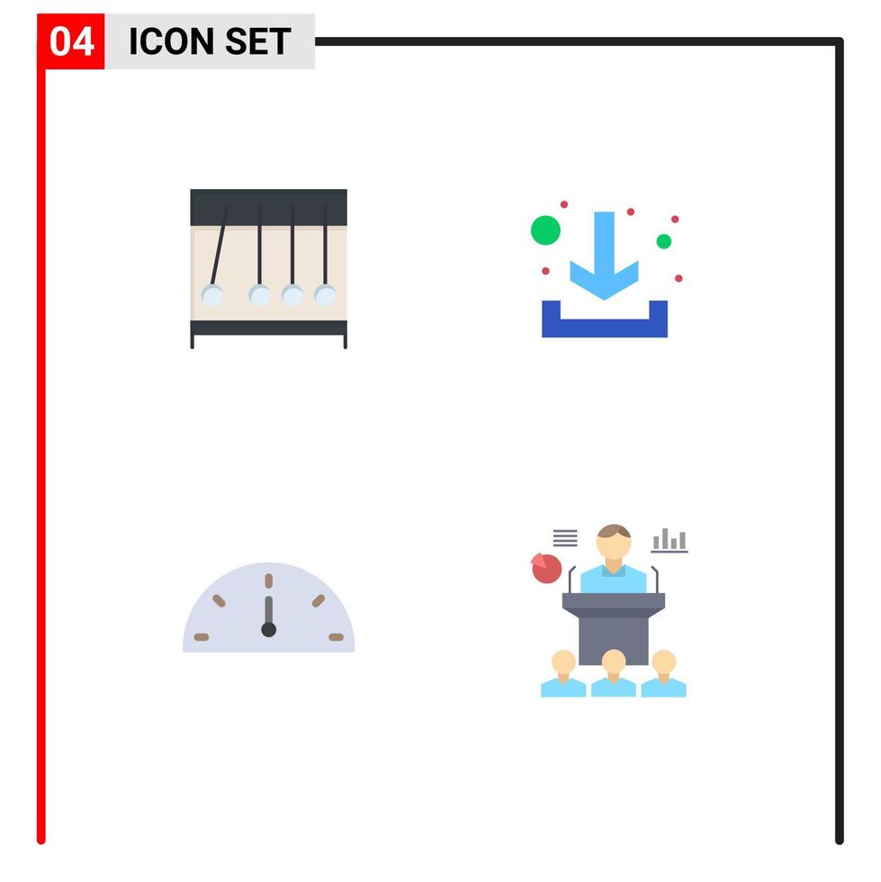 Pack of 4 creative Flat Icons of perpecul performance medicine down conference Editable Vector Design Elements
