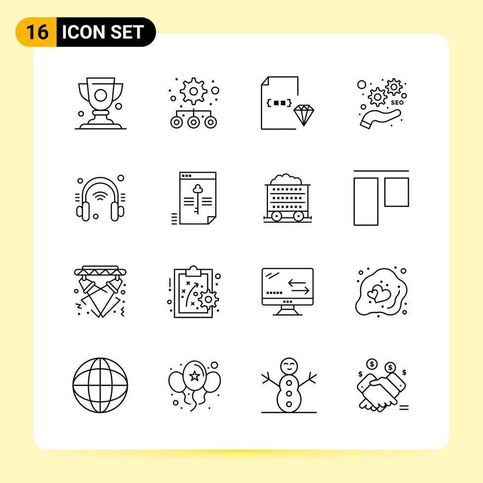 16 Creative Icons for Modern website design and responsive mobile apps 16 Outline Symbols Signs on White Background 16 Icon Pack vector