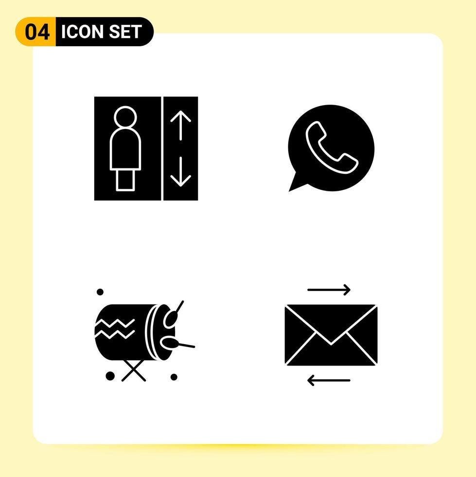 4 Creative Icons for Modern website design and responsive mobile apps 4 Glyph Symbols Signs on White Background 4 Icon Pack vector