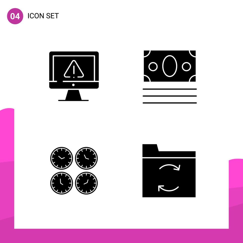 Glyph Icon set Pack of 4 Solid Icons isolated on White Background for responsive Website Design Print and Mobile Applications vector