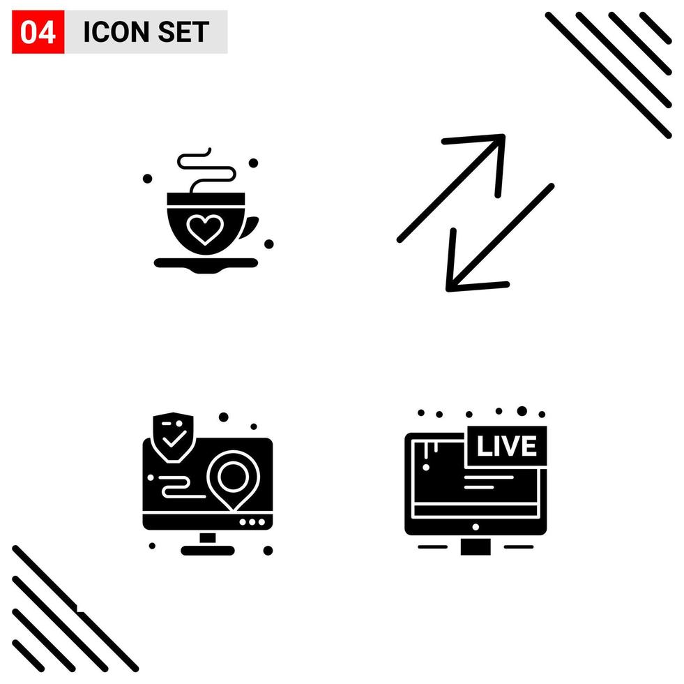 Pixle Perfect Set of 4 Solid Icons Glyph Icon Set for Webite Designing and Mobile Applications Interface vector