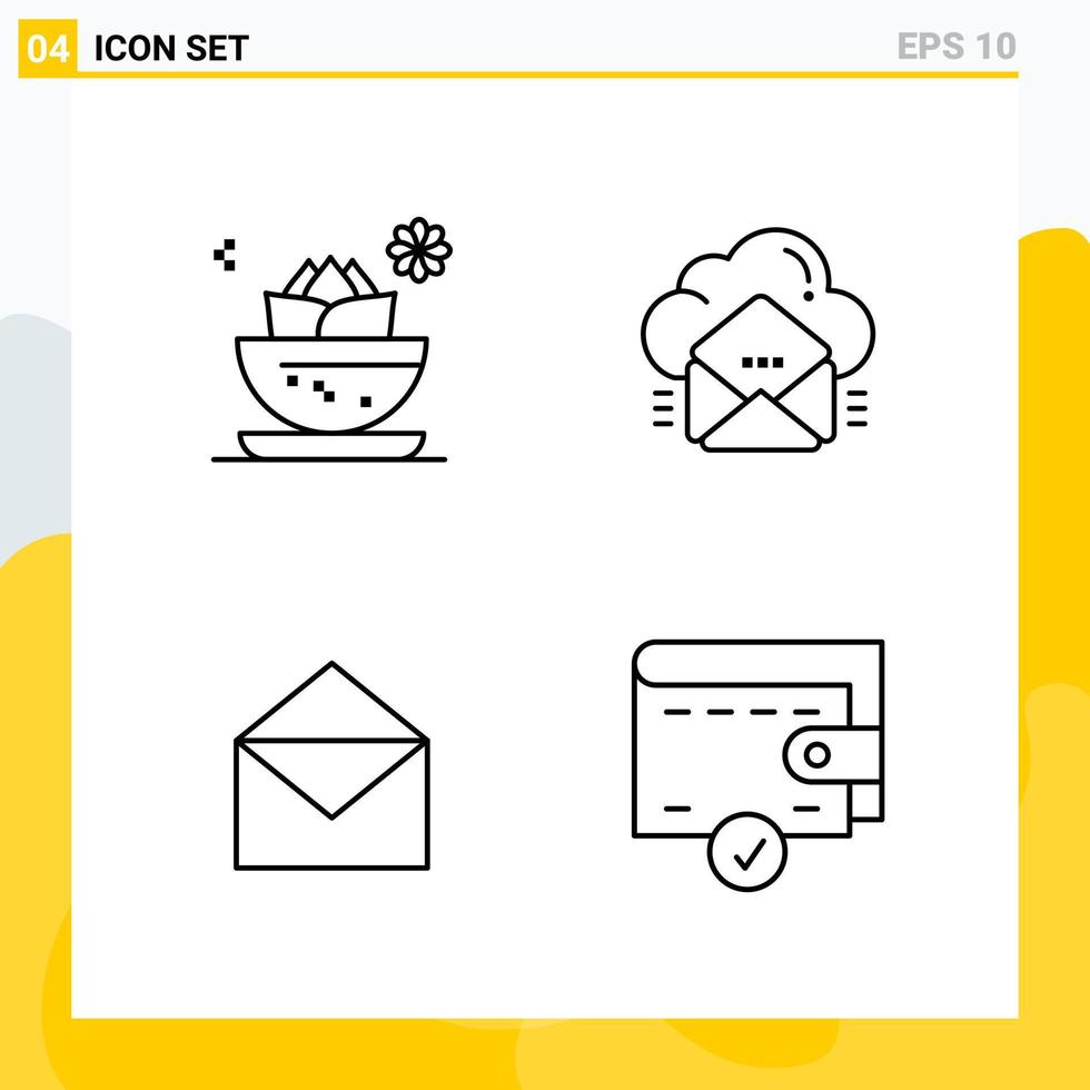 Collection of 4 Universal Line Icons Icon Set for Web and Mobile vector