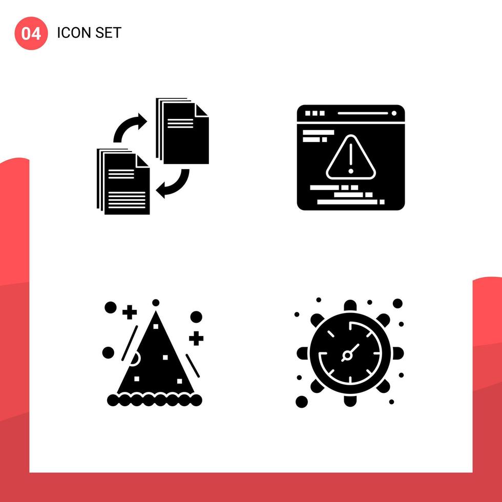 Pack of 4 Universal Glyph Icons for Print Media on White Background vector