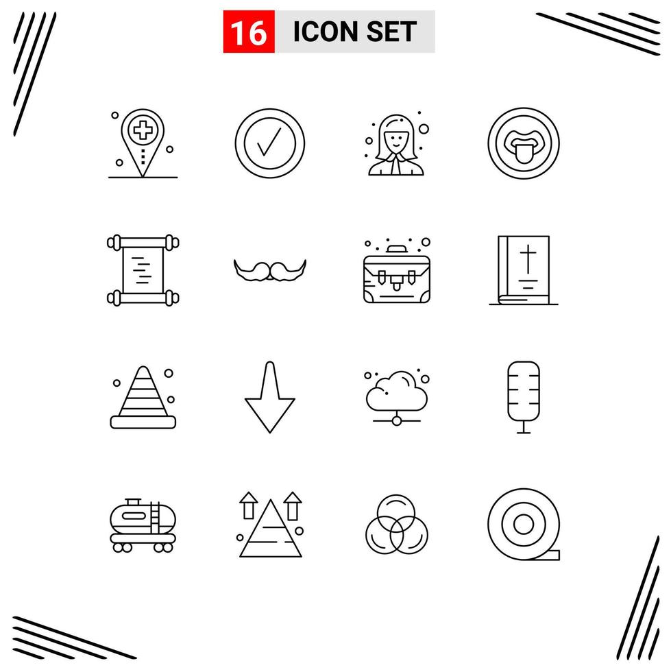 16 Creative Icons Modern Signs and Symbols of history lips avatar lab manager Editable Vector Design Elements