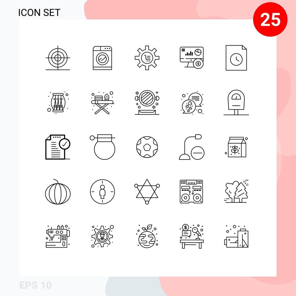 Modern Set of 25 Lines and symbols such as investment online cart monitor gear Editable Vector Design Elements