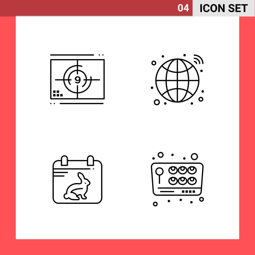 4 Icon Pack Line Style Outline Symbols on White Background Simple Signs for general designing vector