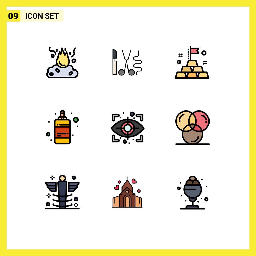 Stock Vector Icon Pack of 9 Line Signs and Symbols for scan printing medical ink bottle Editable Vector Design Elements