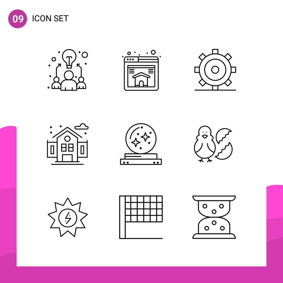 Outline Icon set Pack of 9 Line Icons isolated on White Background for responsive Website Design Print and Mobile Applications vector