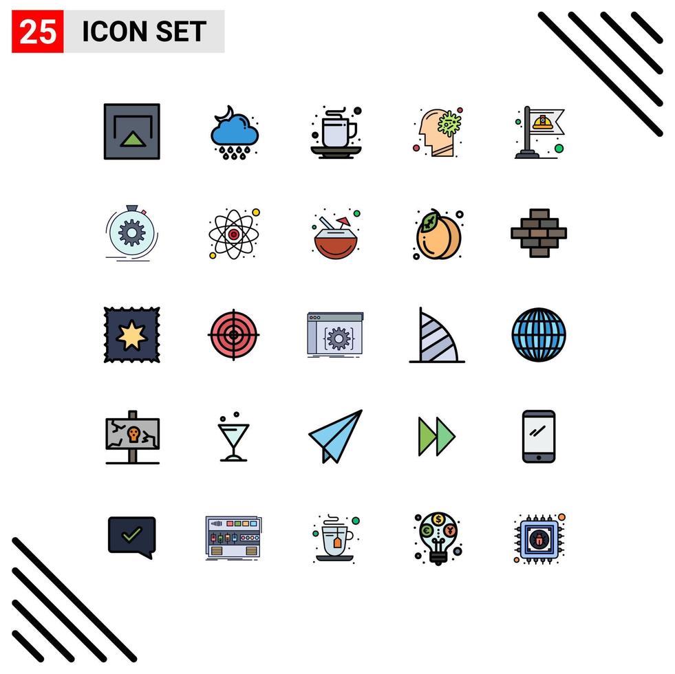 25 iconos creativos, signos y símbolos modernos de enfermedades cerebrales, té de la gripe otoñal, elementos de diseño vectorial editables vector