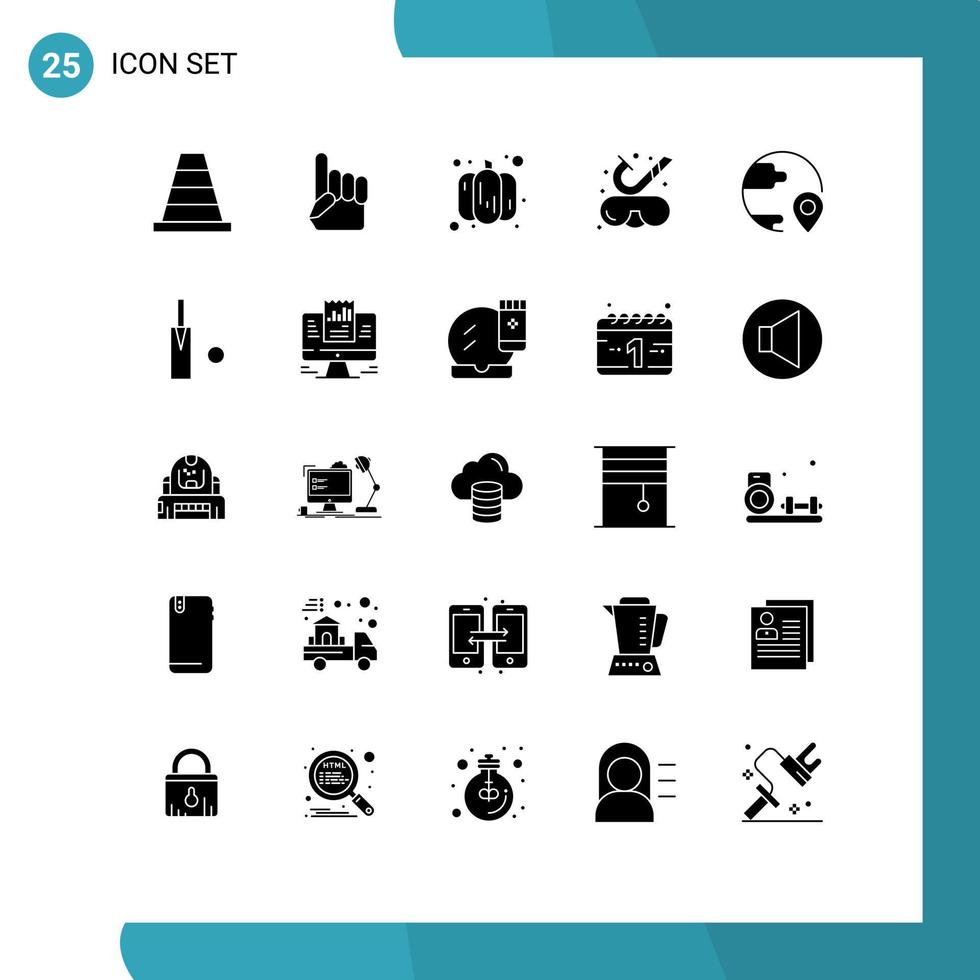 Stock Vector Icon Pack of 25 Line Signs and Symbols for location destination pumpkin delivery snorkeling Editable Vector Design Elements
